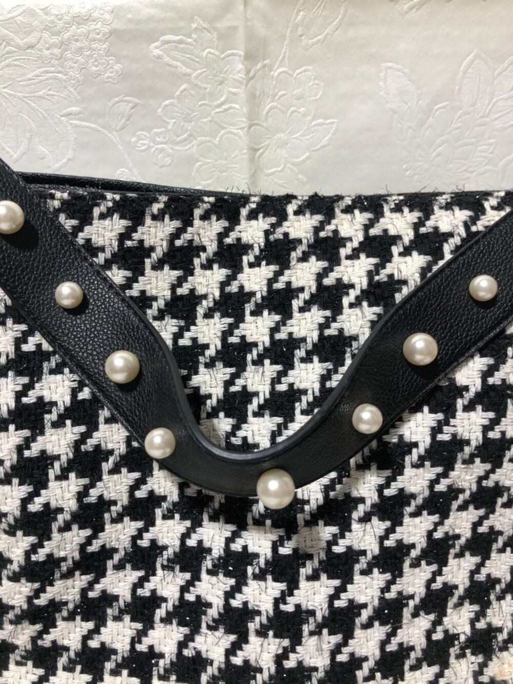 Vintage Cato Hounds Tooth Hobo Handbag Shoulder Bag Black White - Picture 4 of 9